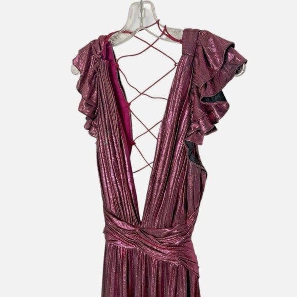 Ieena for Mac Duggal Ruffle Pleated Metallic Gown *READ FLAW* - Picture 8 of 10